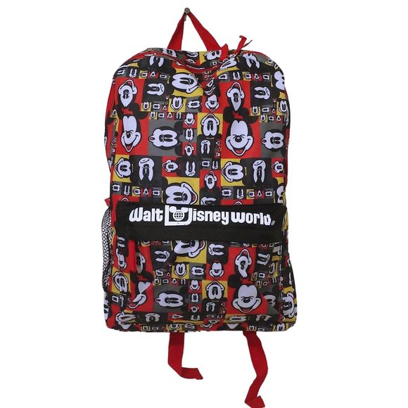 Walt Disney World Mickey Mouse Graphic Backpack Tote Utility Bag Zip Pockets - Picture 2 of 10